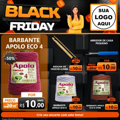 Modelo de Rede Social para Feed Facebook com o tema Black Friday para Armarinho e Aviamentos