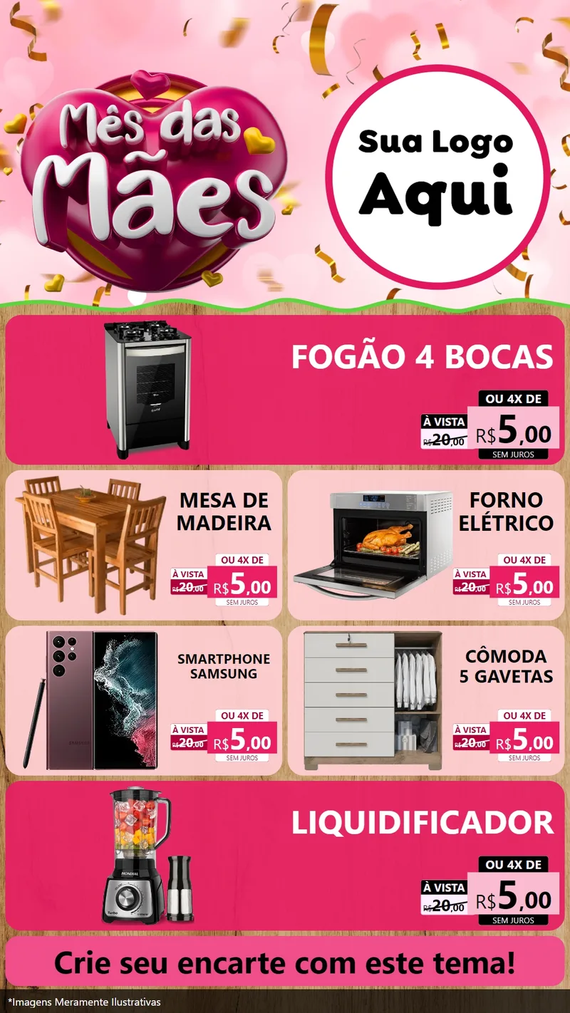 Modelo de TV para TV Vertical com o tema Mês das Mães para Móveis e Eletro