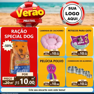 Modelo de Rede Social para Feed Facebook com o tema Verão Imbatível para Pet Shop
