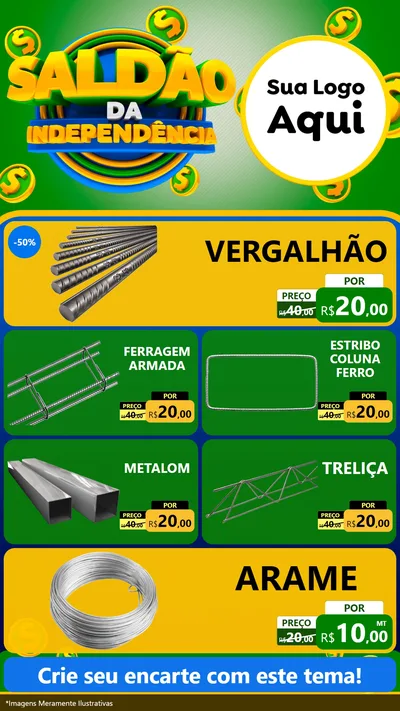 Modelo de TV para TV Vertical com o tema Saldão da Indepêndencia para Ferragens