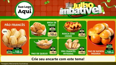Modelo de TV para TV Horizontal com o tema Julho Imbatível para Padaria