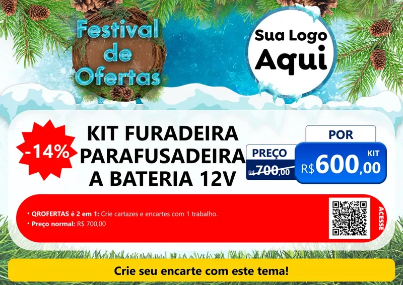 Modelo de Cartaz para Cartaz A4 Horizontal com o tema Festival de Ofertas - Inverno para Maquinas e Ferramentas