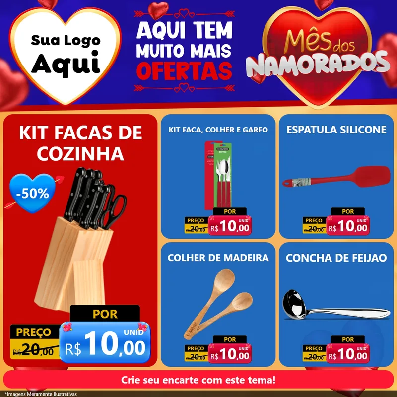 Modelo de Rede Social para Feed Facebook com o tema Mês dos Namorados para Utilidades Domésticas