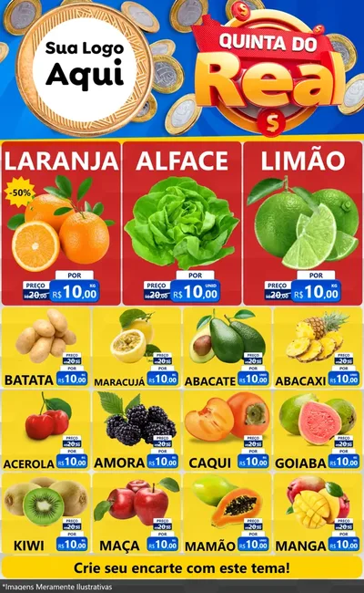 Modelo de Encarte para Encarte Grande com o tema Quinta do Real para Hortifrúti