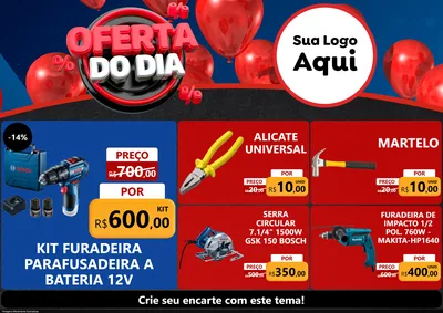 Modelo de Encarte para Encarte A4 Horizontal com o tema Oferta do Dia para Maquinas e Ferramentas