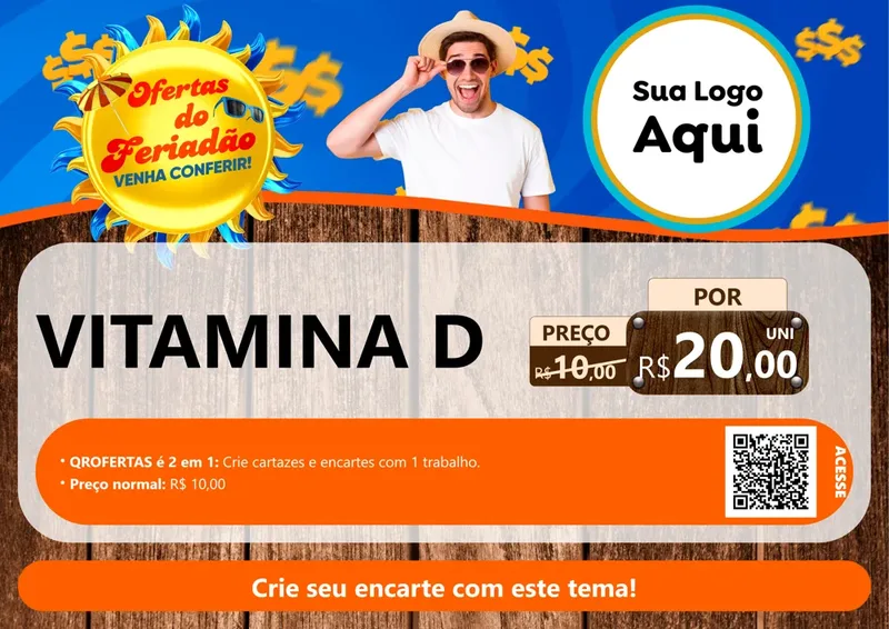 Modelo de Cartaz para Cartaz A4 Horizontal com o tema Ofertas do Feriadão para Farmácia