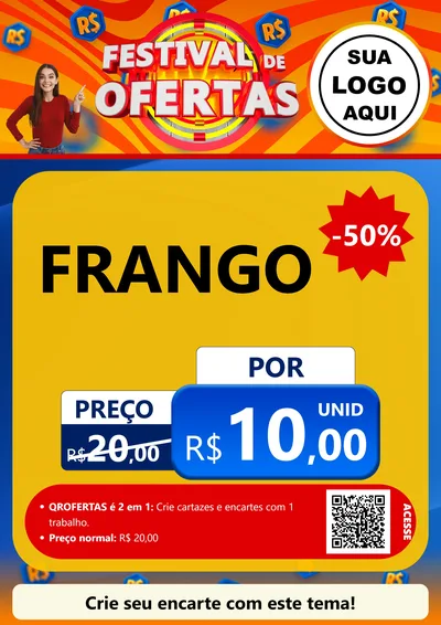 Modelo de Cartaz para Cartaz A4 Vertical com o tema Festival de Ofertas para Assados