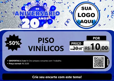 Modelo de Cartaz para Cartaz A4 Horizontal com o tema Promoção de Aniversário - 20 Anos para Material para Construção