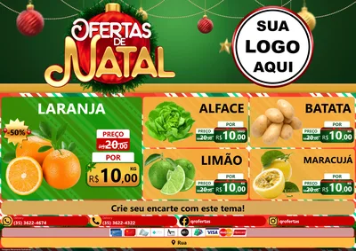 Modelo de Encarte para Encarte A4 Horizontal com o tema Ofertas de Natal para Hortifrúti
