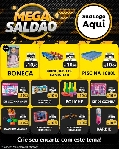 Modelo de Rede Social para Feed Instagram com o tema Mega Saldão para Brinquedos