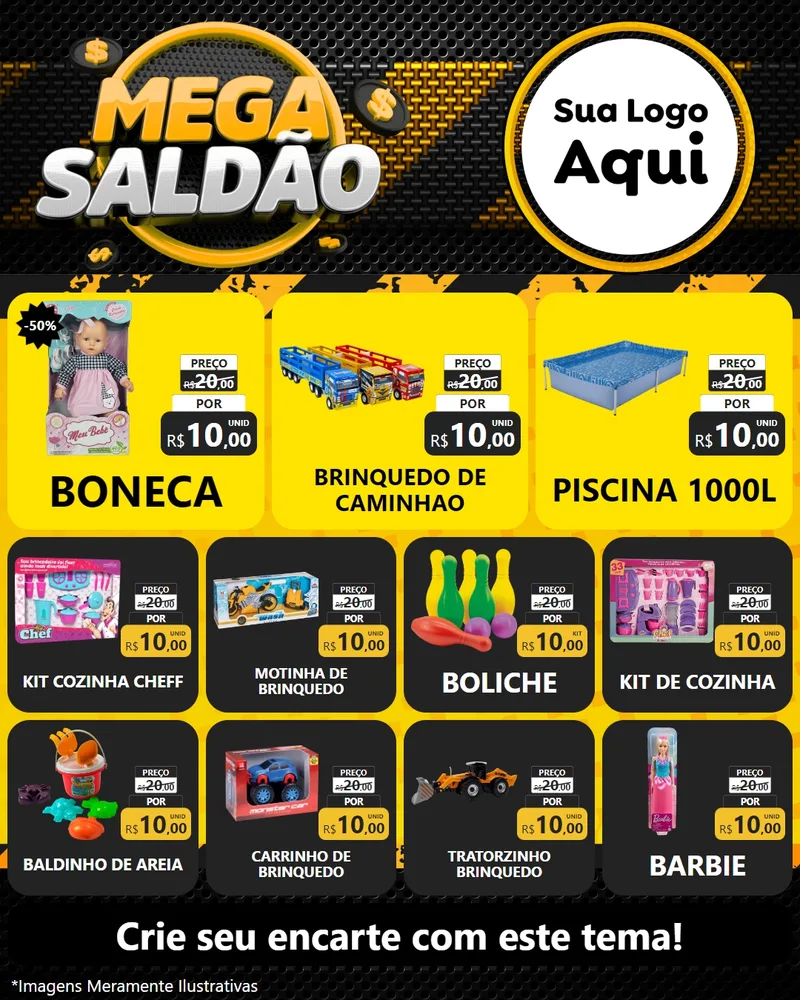 Modelo de Rede Social para Feed Instagram com o tema Mega Saldão para Brinquedos