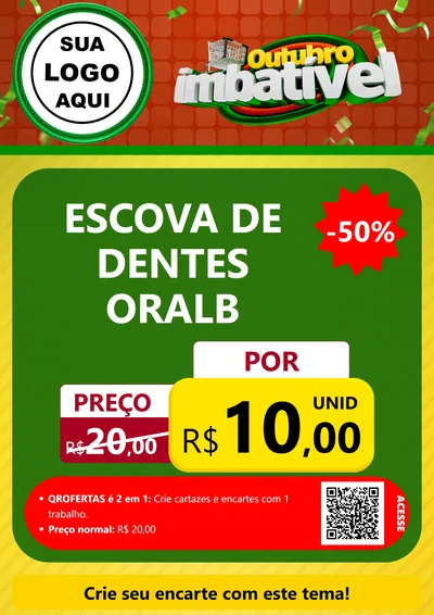 Modelo de Cartaz para Cartaz A4 Vertical com o tema Outubro Imbatível para Higiene Pessoal