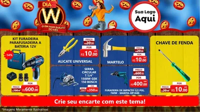 Modelo de TV para TV Horizontal com o tema Dia W - O Dia Mais Barato Do Mês para Maquinas e Ferramentas