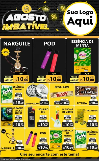 Modelo de Encarte para Encarte Grande com o tema Agosto Imbatível para Tabacaria