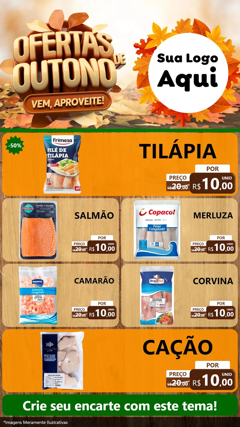Modelo de TV para TV Vertical com o tema Ofertas de Outono - Vem, Aproveite! para Peixaria