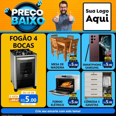 Modelo de Rede Social para Feed Facebook com o tema Preço Baixo para Móveis e Eletro