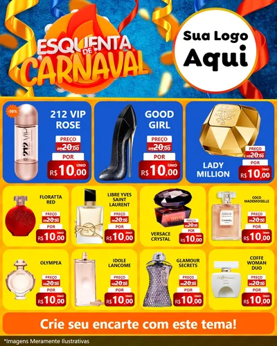 Modelo de Rede Social para Feed Instagram com o tema Esquenta de Carnaval para Perfumes