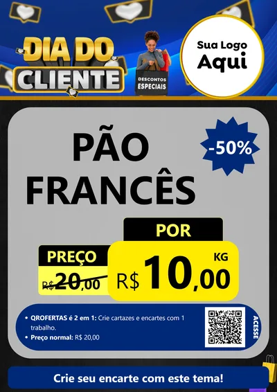 Modelo de Cartaz para Cartaz A4 Vertical com o tema Dia Do Cliente para Padaria