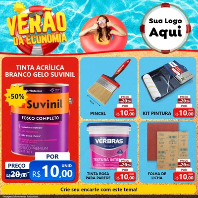 Modelo de Rede Social para Feed Facebook com o tema Verão da Economia para Tintas e Ferramentas