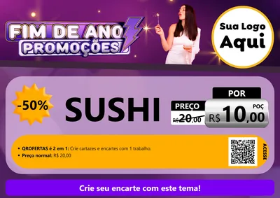 Modelo de Cartaz para Cartaz A4 Horizontal com o tema Fim de Ano Promoções para Comida japonesa