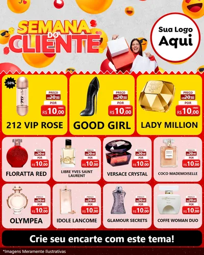 Modelo de Rede Social para Feed Instagram com o tema Semana do Cliente para Perfumes