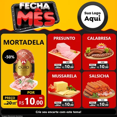 Modelo de Rede Social para Feed Facebook com o tema Fecha Mês para Frios e Laticínios