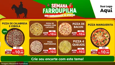 Modelo de TV para TV Horizontal com o tema Semana Farroupilha - Uma Barbaridade de Ofertas para Pizzaria