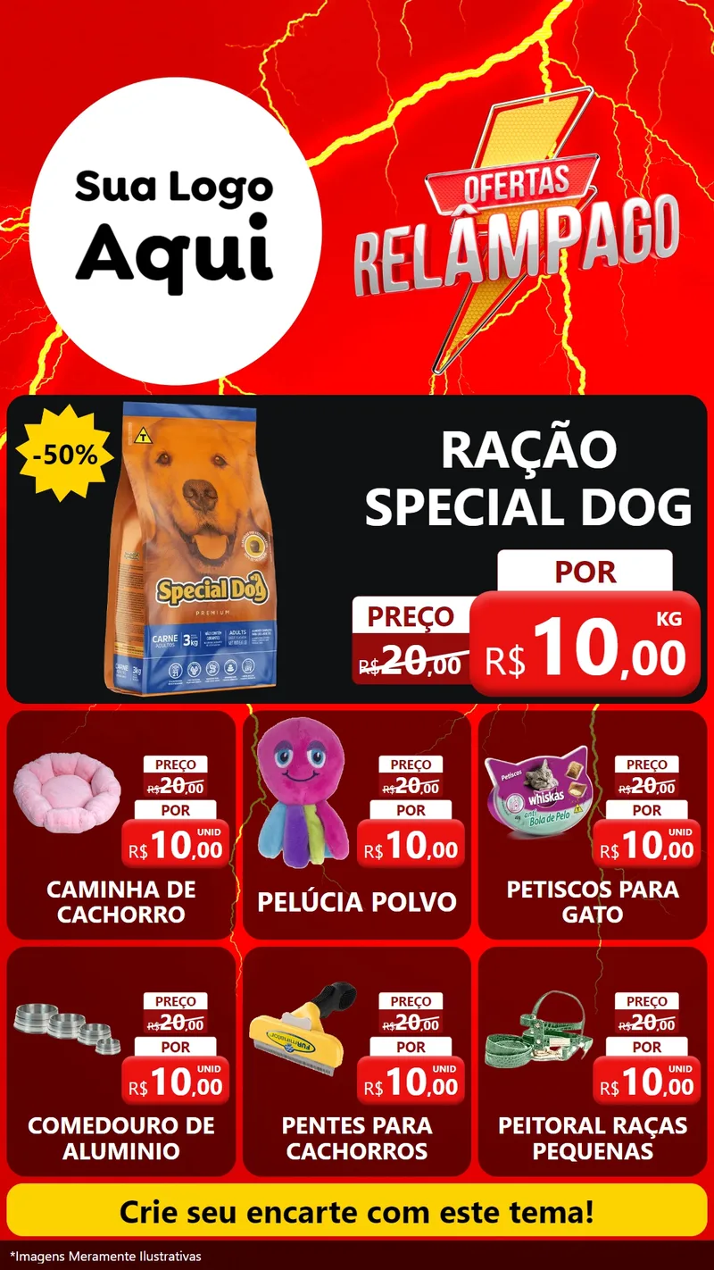 Modelo de Rede Social para Stories com o tema Ofertas Relâmpago para Pet Shop