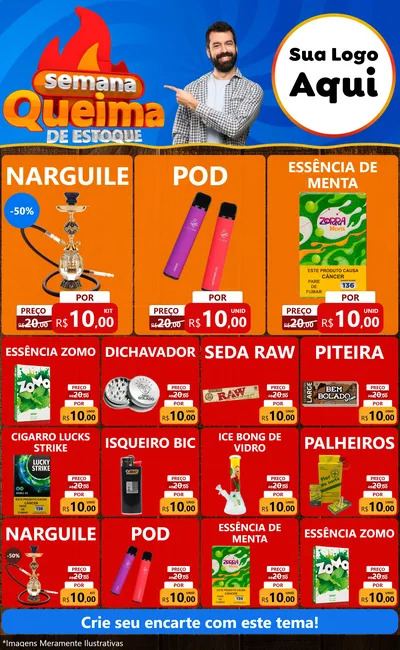 Modelo de Encarte para Encarte Grande com o tema Semana Queima de Estoque para Tabacaria