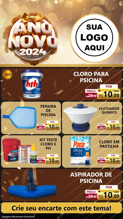 Modelo de TV para TV Vertical com o tema Feliz Ano Novo 2027 para Produtos para Piscina