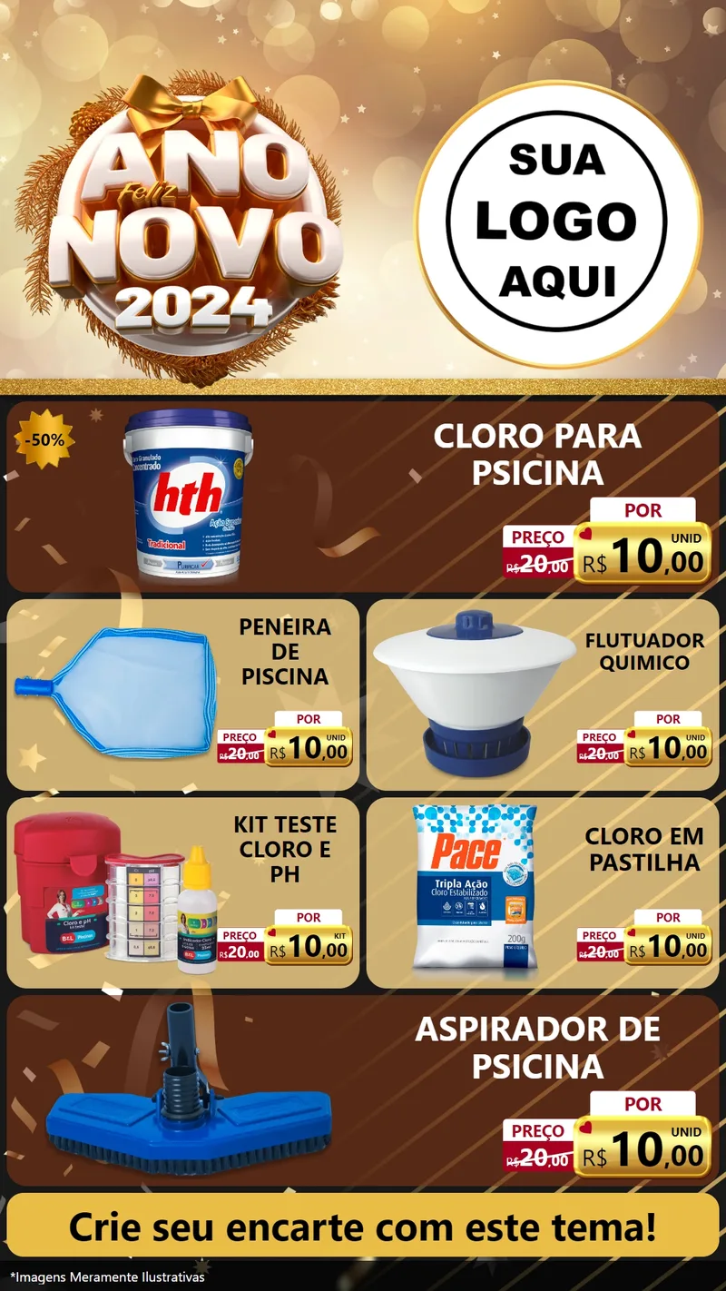Modelo de TV para TV Vertical com o tema Feliz Ano Novo 2027 para Produtos para Piscina