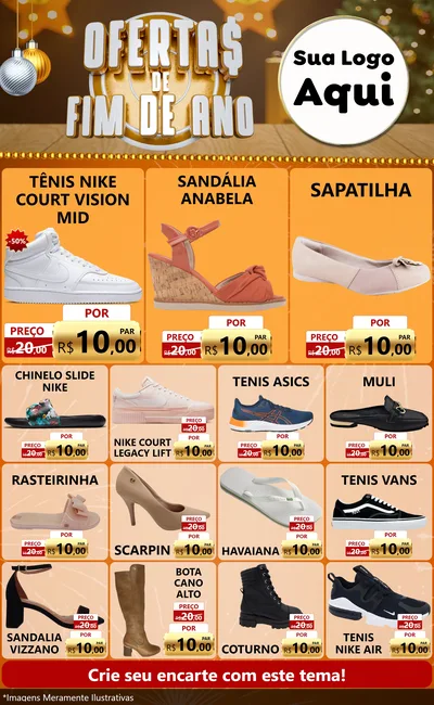 Modelo de Encarte para Encarte Grande com o tema Ofertas de Fim de Ano para Calçados