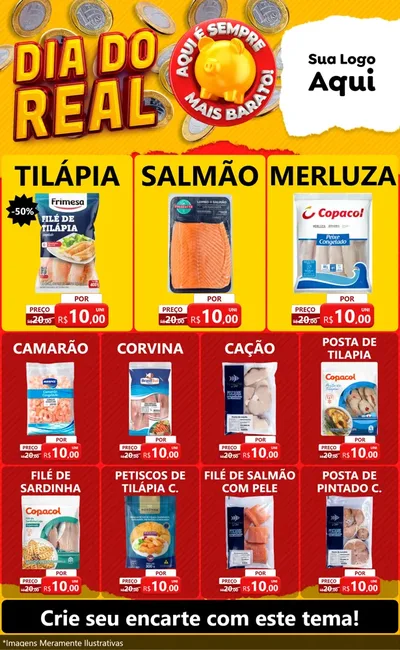 Modelo de Encarte para Encarte Grande com o tema Dia Do Real para Peixaria
