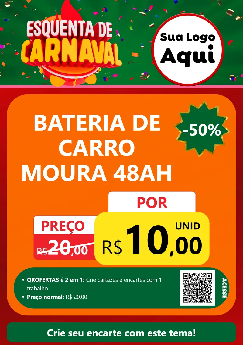 Modelo de Cartaz para Cartaz A4 Vertical com o tema Esquenta de Carnaval para Baterias Elétricas