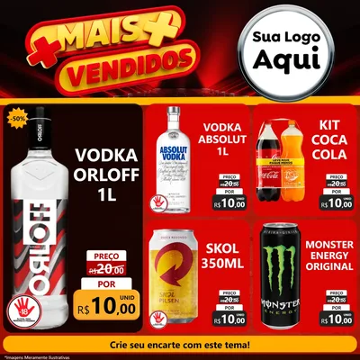 Modelo de Rede Social para Feed Facebook com o tema Mais Vendidos para Distribuidora de bebidas