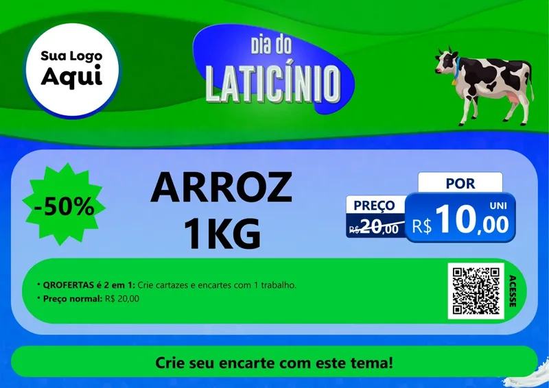 Modelo de Cartaz para Cartaz A4 Horizontal com o tema Dia Do Laticínio para Supermercado