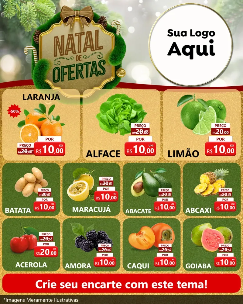 Modelo de Rede Social para Feed Instagram com o tema Ofertas de Natal para Hortifrúti