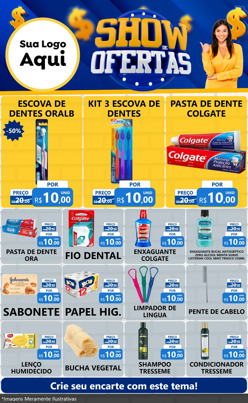 Modelo de Encarte para Encarte Grande com o tema Show de Ofertas para Higiene Pessoal