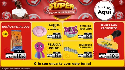 Modelo de TV para TV Horizontal com o tema Super Segunda Imperdível para Pet Shop