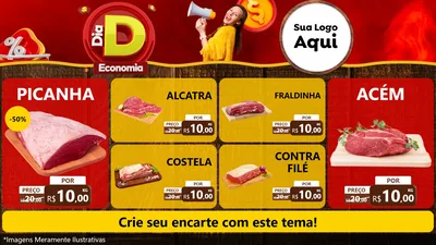 Modelo de TV para TV Horizontal com o tema Dia D Economia para Açougue
