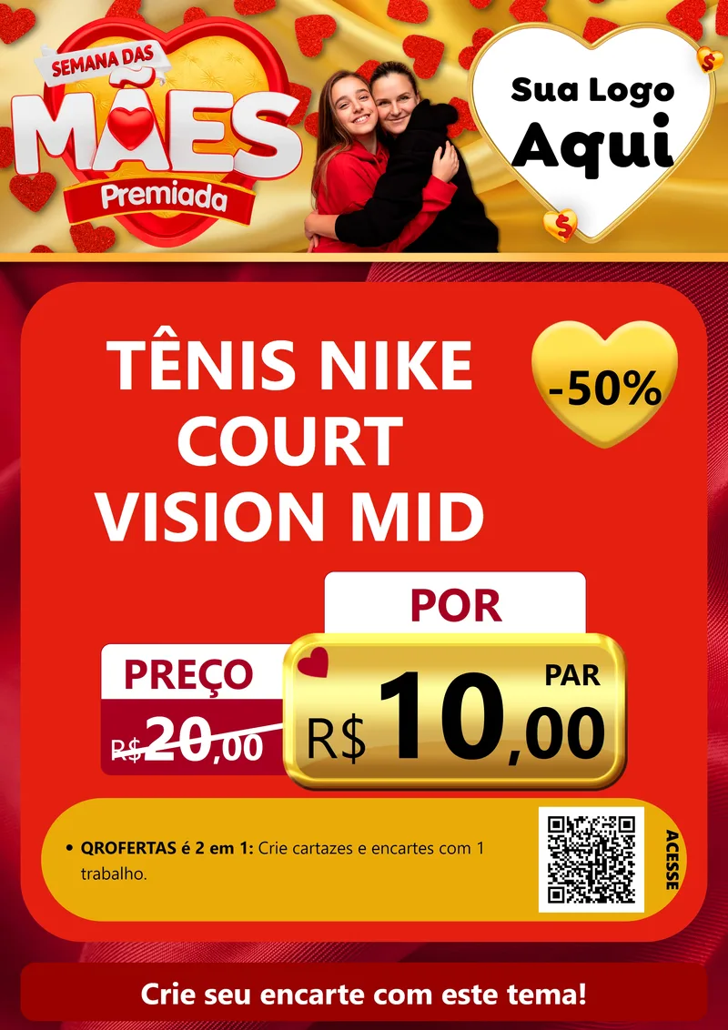 Modelo de Cartaz para Cartaz A4 Vertical com o tema Semana das Mães Premiada para Calçados