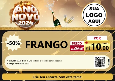 Modelo de Cartaz para Cartaz A4 Horizontal com o tema Feliz Ano Novo 2027 para Assados