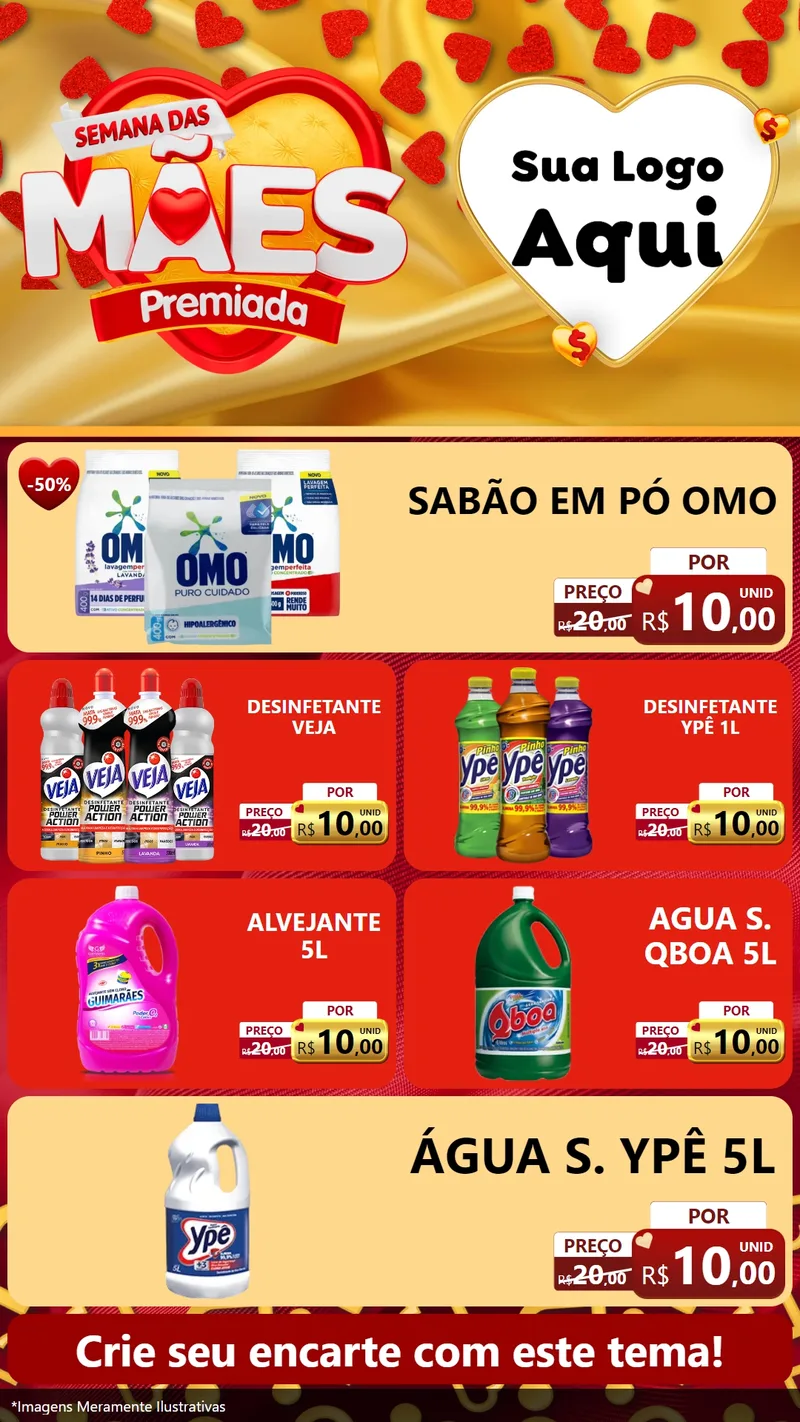 Modelo de TV para TV Vertical com o tema Semana das Mães Premiada para Produtos de Limpeza