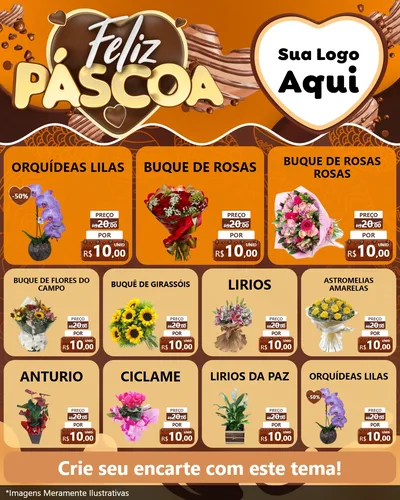 Modelo de Rede Social para Feed Instagram com o tema Feliz Páscoa para Floricultura e jardim