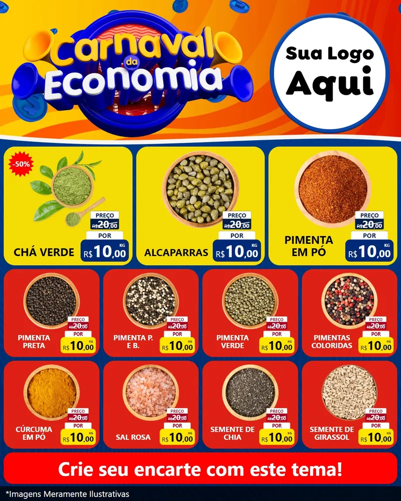 Modelo de Rede Social para Feed Instagram com o tema Carnaval da Economia para Produtos Naturais