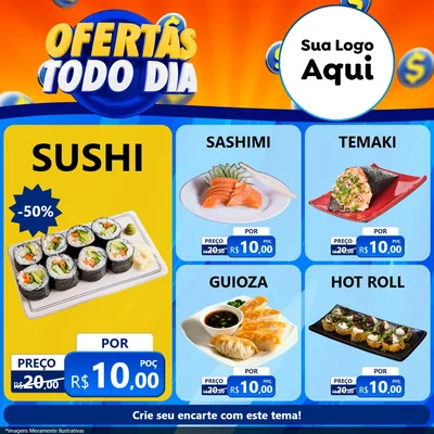 Modelo de Rede Social para Feed Facebook com o tema Ofertas Todo Dia para Comida japonesa