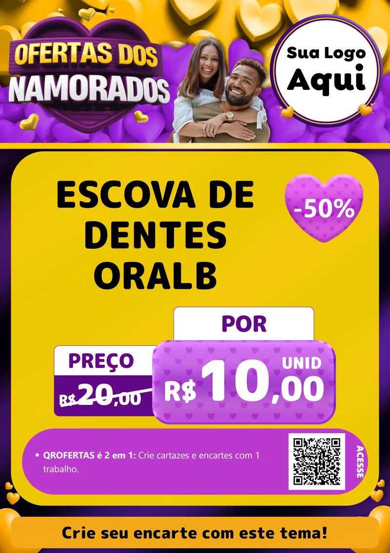 Modelo de Cartaz para Cartaz A4 Vertical com o tema Oferta Dos Namorados para Higiene Pessoal