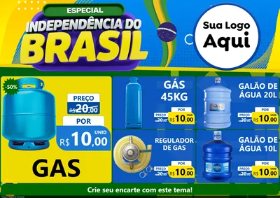 Modelo de Encarte para Encarte A4 Horizontal com o tema Especial Independência do Brasil para Água e gás