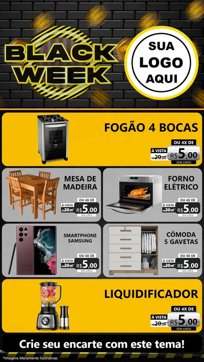 Modelo de TV para TV Vertical com o tema Black Week para Móveis e Eletro