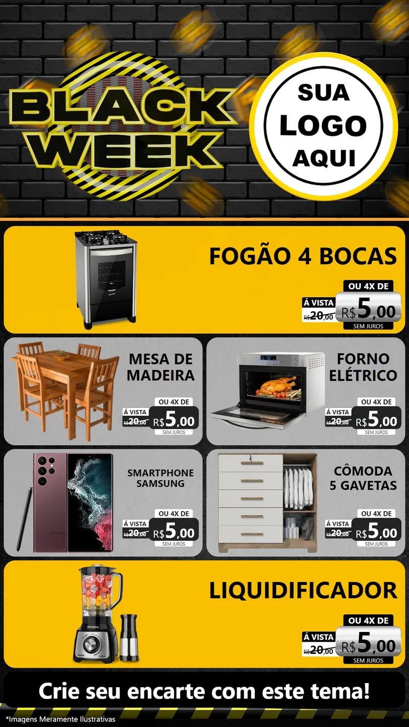 Modelo de TV para TV Vertical com o tema Black Week para Móveis e Eletro